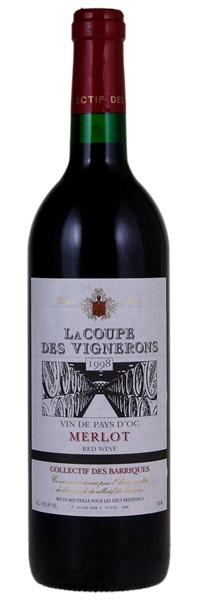 1998 La Coupe des Vignerons Vin de Pays d'Oc Merlot Collectif des Barriques, 750ml