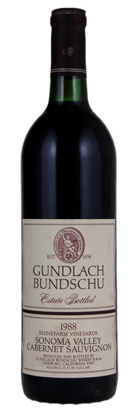 1988 Gundlach Bundschu Rhinefarm Vineyard Cabernet Sauvignon, 750ml