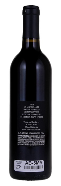 2014 Chase Cellars Hayne Vineyard Heritage Vine Reserve Zinfandel, 750ml