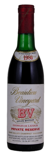 1980 Beaulieu Vineyard Georges de Latour Private Reserve Cabernet Sauvignon, 375ml