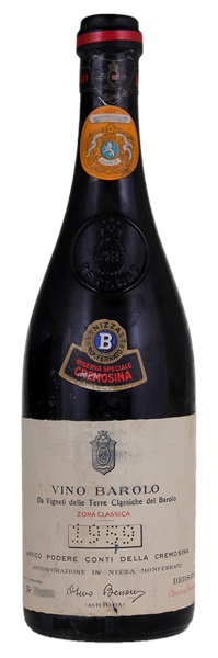 1959 Bersano Barolo Antico Podere Conti Della Cremosina Riserva Speciale, 750ml