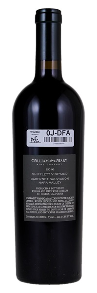 2016 William & Mary Wine Company Shifflett Ranch Cabernet Sauvignon, 750ml
