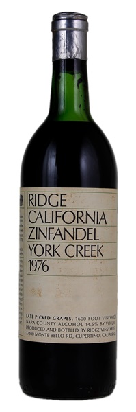 1976 Ridge York Creek Zinfandel, 750ml