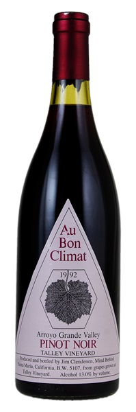 1992 Au Bon Climat Talley Vineyard Pinot Noir, 750ml