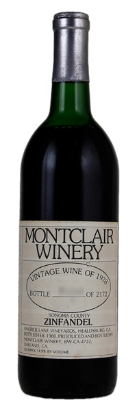 1978 Montclair Winery Zinfandel, 750ml