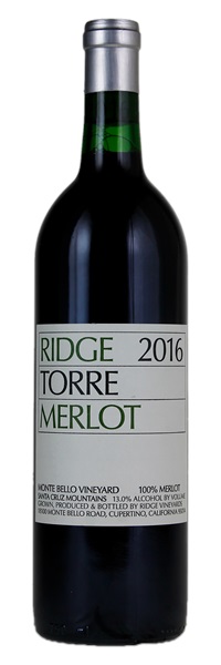 2016 Ridge Torre Ranch Monte Bello Merlot, 750ml