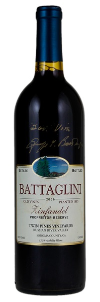 2006 Battaglini Estate Winery Twin Pines Vineyards Old Vines Proprietor Reserve Zinfandel, 750ml