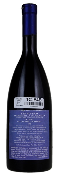1998 San Rustico Amarone della Valpolicella Classico Gli Occhi Blu di Sabrina, 750ml
