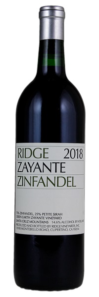 2018 Ridge Zayante Vineyard Zinfandel, 750ml
