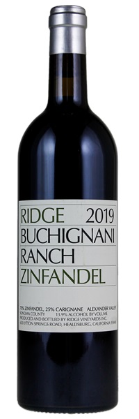 2019 Ridge Buchignani Ranch Zinfandel ATP, 750ml