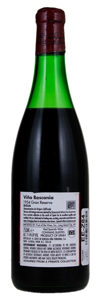 1954 Lopez de Heredia Rioja Viña Bosconia Gran Reserva, 750ml