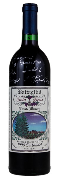 1998 Battaglini Estate Winery Twin Pines Ranch Old Vines Zinfandel, 750ml