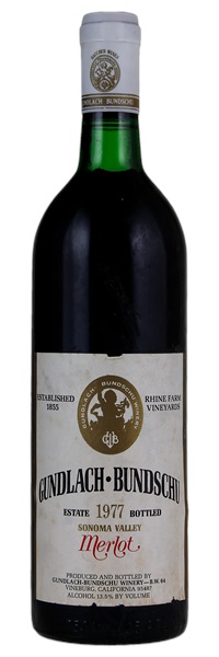1977 Gundlach Bundschu Rhinefarm Vineyard Merlot, 750ml