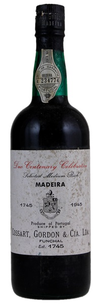 1945 Cossart Gordon Duo Centenary Celebration Selected Medium Rich Madeira, 750ml