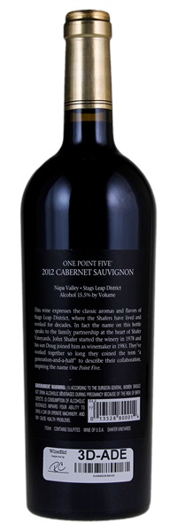 2012 Shafer Vineyards One Point Five Cabernet Sauvignon, 750ml
