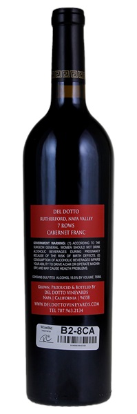 2018 Del Dotto Rutherford Estate 7 Rows Cabernet Franc, 750ml