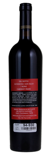 2016 Del Dotto Rutherford Estate 7 Rows Cabernet Franc, 750ml