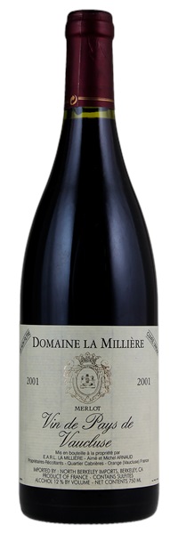 2001 Domaine La Milliere Merlot Vaucluse Cuvee Unique, 750ml