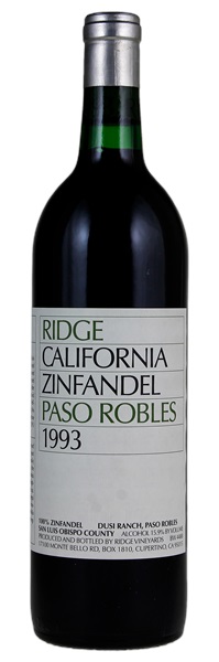 1993 Ridge Paso Robles Zinfandel, 750ml