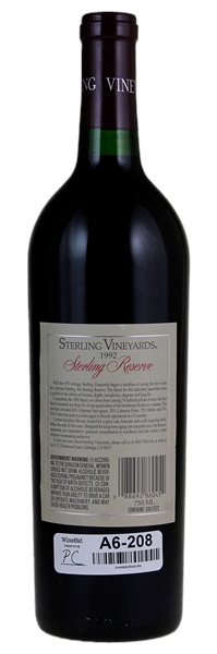 1992 Sterling Vineyards Reserve Red Table Wine (SVR), 750ml
