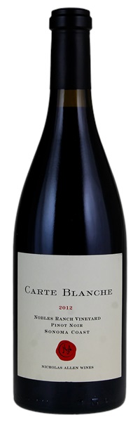 2012 Nicholas Allen Wines Carte Blanche Nobles Ranch Pinot Noir, 750ml