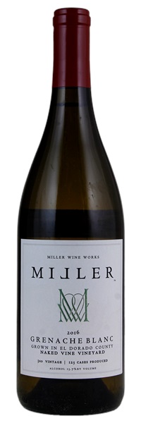2016 Miller Wine Works Naked Vine Vineyard Grenache Blanc, 750ml