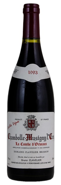1993 Domaine Bruno Clavelier Chambolle Musigny La Combe D'Orveaux Vieilles Vignes, 750ml