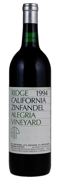 1994 Ridge Alegria Late Picked Zinfandel ATP, 750ml