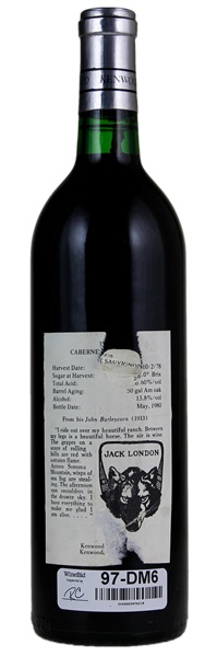 1978 Kenwood Jack London Vineyard Cabernet Sauvignon, 750ml