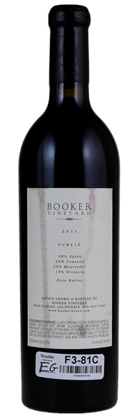 2011 Booker Vineyard Oublie, 750ml