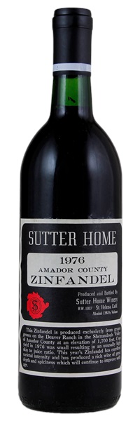 1976 Sutter Home Amador County Zinfandel, 750ml