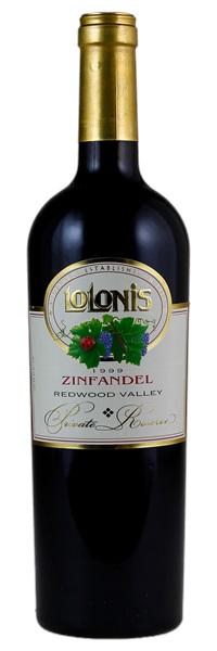1999 Lolonis Vineyards Private Reserve Zinfandel, 750ml