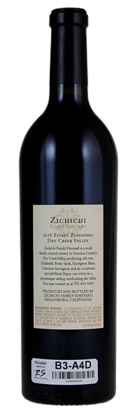 2018 Zichichi Family Vineyard Old Vine Estate Zinfandel, 750ml