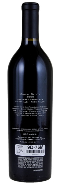 2009 Ghost Block Single Vineyard Cabernet Sauvignon, 750ml
