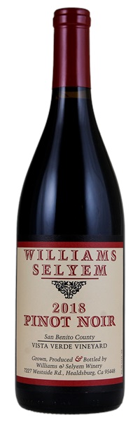 2018 Williams Selyem Vista Verde Vineyard Pinot Noir, 750ml