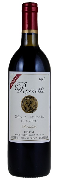 1998 Rossetti Monte Imperia Classico Primitivo Riserva, 750ml