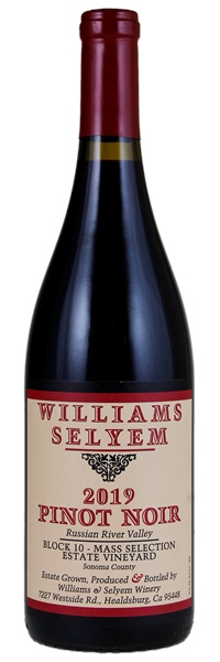 2019 Williams Selyem Block 10 Mass Selection Estate Vineyard Pinot Noir, 750ml