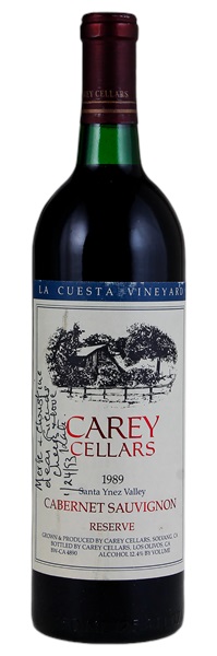 1989 Carey Cellars La Cuesta Vineyard Reserve Cabernet Sauvignon, 750ml