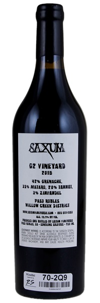 2016 Saxum G2, 750ml