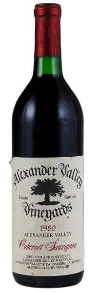 1980 Alexander Valley Vineyards Cabernet Sauvignon, 750ml