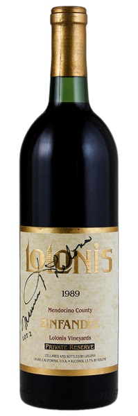 1989 Lolonis Vineyards Private Reserve Zinfandel, 750ml