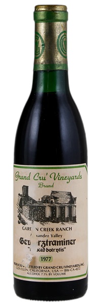 1977 Grand Cru Vineyards Garden Creek Ranch Gewurztraminer, 375ml