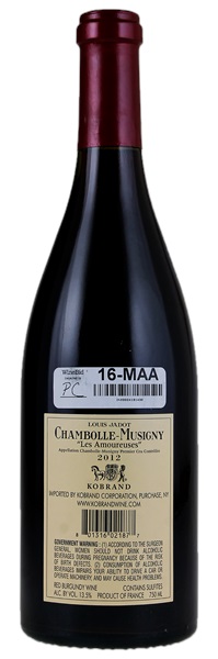 2012 Louis Jadot Chambolle-Musigny Les Amoureuses, 750ml