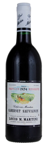 1974 Louis M. Martini Private Reserve Cabernet Sauvignon, 1.5ltr