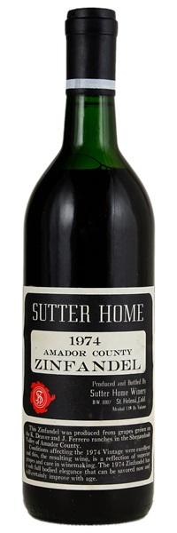 1974 Sutter Home Amador County Zinfandel, 750ml
