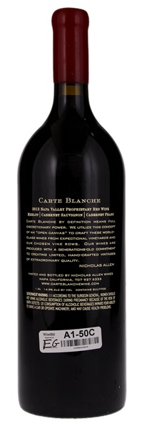 2012 Nicholas Allen Wines Carte Blanche Proprietary Red, 1.5ltr
