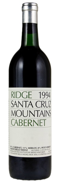 1994 Ridge Santa Cruz Cabernet Sauvignon, 750ml