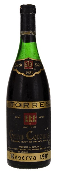 1981 Miguel Torres Gran Coronas Black Label Reserva, 750ml