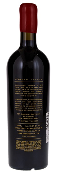 2015 O'Brien Estate Unrestrained Reserve, 750ml