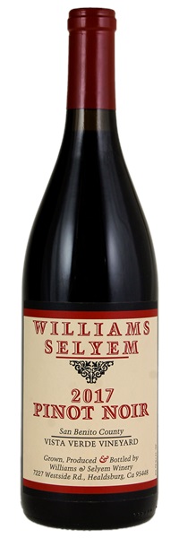 2017 Williams Selyem Vista Verde Vineyard Pinot Noir, 750ml